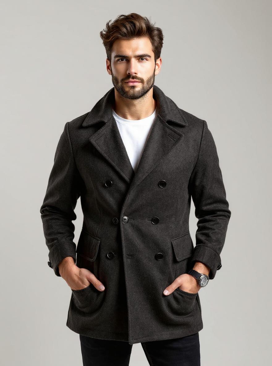 Charcoal Wool Peacoat